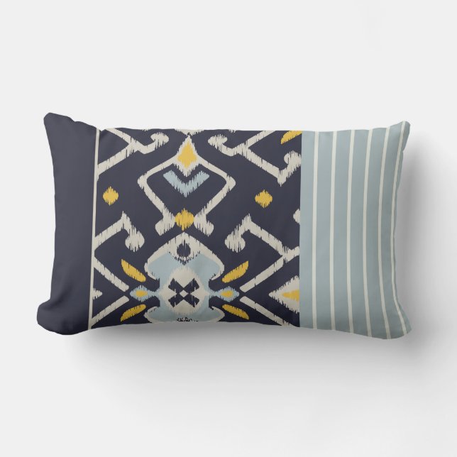 Moda moderna almohada de ikat amarillo negro y tur (Anverso)