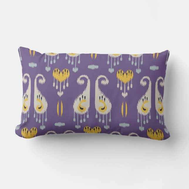 Moda moderna almohada de ikat amarillo y púrpura (Anverso)