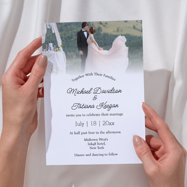 moda moderna caligrafía boda foto Invitación (Subido por el creador)