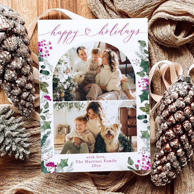 Moda moderna caligrafía rosa tarjeta de vacaciones (Subido por el creador)