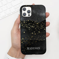 Moda moderna color de agua negro estrellas de oro