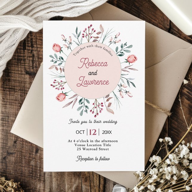 moda moderna de prados florales invitación a la bo (Subido por el creador)