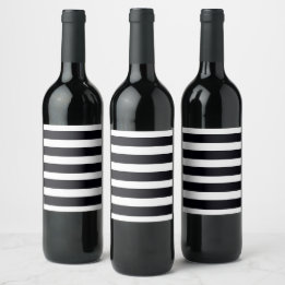 Moda moderna Etiqueta de vino rayado negro y blanc