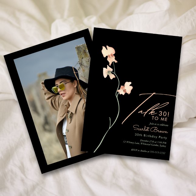 Moda moderna Floral 30 cumpleaños Invitación (Subido por el creador)