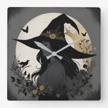 Moda moderna Halloween Bruja Gran reloj de pared