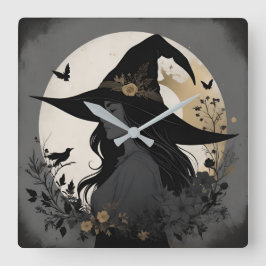 Moda moderna Halloween Bruja Gran reloj de pared