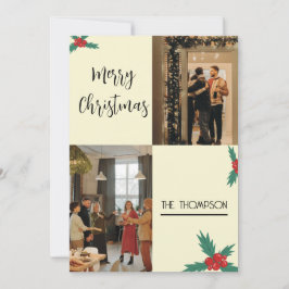 Moda moderna Holly Berries Feliz Navidad 2 Foto