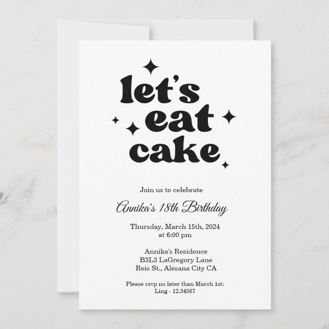 Moda moderna Invitación a los 18 años Minimalista (Anverso)
