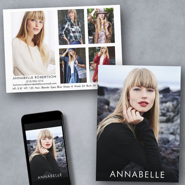 Moda moderna Modelado 6 Fotos Modelo Tarjeta Comp (Customize to change background color, text size or text style. Available for prints and download.)