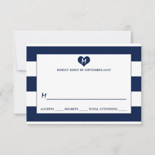 Moda moderna Navy Boda Azul y Blanca RSVP