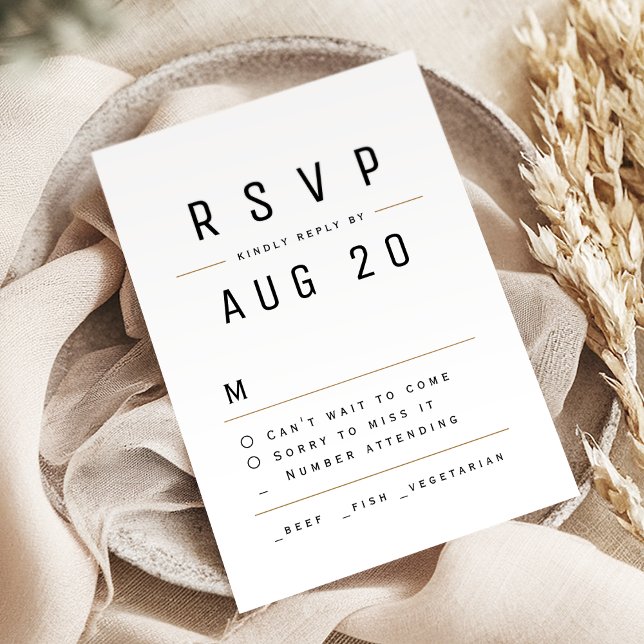 Moda moderna Tipografía simple Boda RSVP (Modern Chic Simple Typography Wedding RSVP)