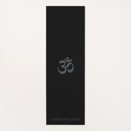 Moda Monograma Om Símbolo Negro Yoga Mat