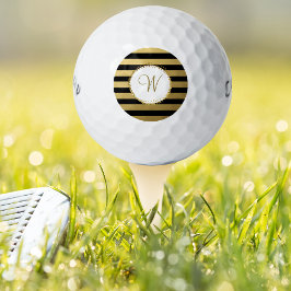 Moda monogramada Bolas de golf Banda de oro negra