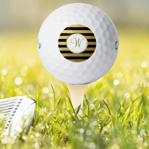 Moda monogramada Bolas de golf Banda de oro negra