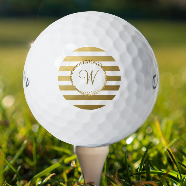 Moda Monogramada Bolas de Golf Girly Bandas de Oro (Subido por el creador)