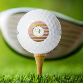 Moda Monogramada Bolas de golf Girly Rubor Oro Ros