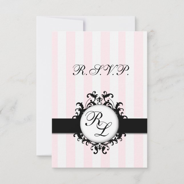 Moda Monogramas RSVP Boda de tarjetas Estribos ros (Anverso)