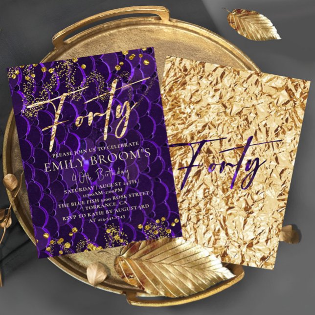 Moda Morado 40 cumpleaños 40 invitación (Subido por el creador)