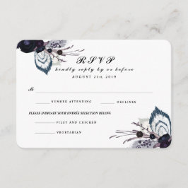 Moda Morado Floral Boda de Invierno RSVP Tarjeta d