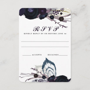 Moda Morado Floral Boda de Invierno RSVP Tarjeta d