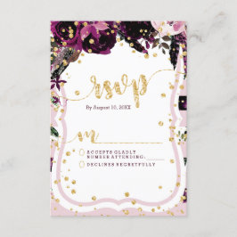 Moda Morado Floral & Boda de Oro Respuesta RSVP