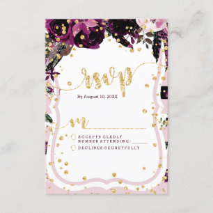 Moda Morado Floral & Boda de Oro Respuesta RSVP
