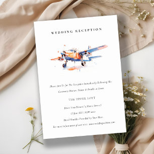 Moda Naranja azul Rubor Airplane Recepción de boda