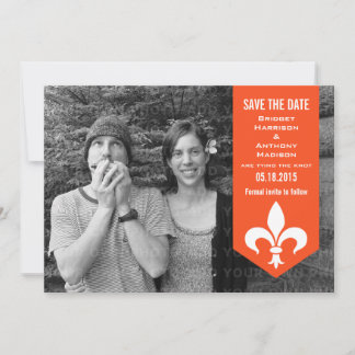 Moda naranja Flourish Banner Guardar la invitación