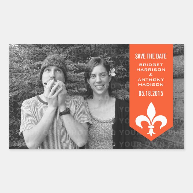 Moda naranja Flourish Banner Guardar Pegatinas de  (Anverso)