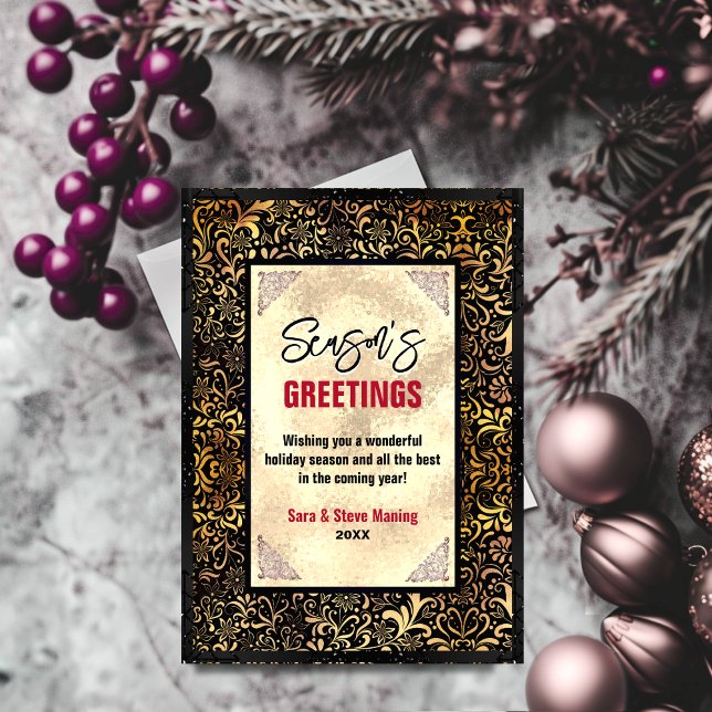 Moda Navidades de oro floral negro año nuevo (Subido por el creador)