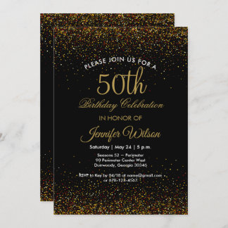 Moda Negra y Oro 50.ª Invitación de cumpleaños