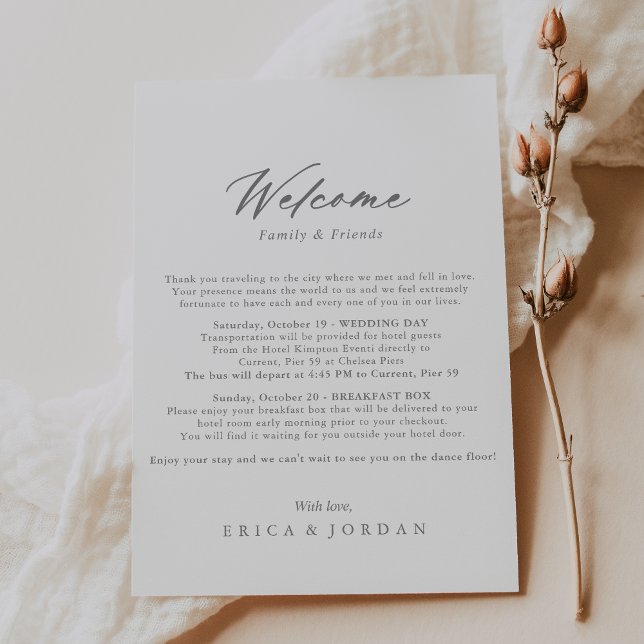 Moda negrita Boda Plata Carta de bienvenida (Subido por el creador)