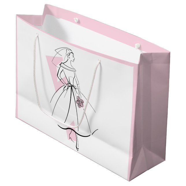 Moda Novia Bolsa de regalo rosa grande rosa (Angulo Anverso)