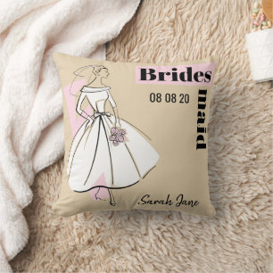 Moda Novia Neutral Bridesmaid lanzar almohada