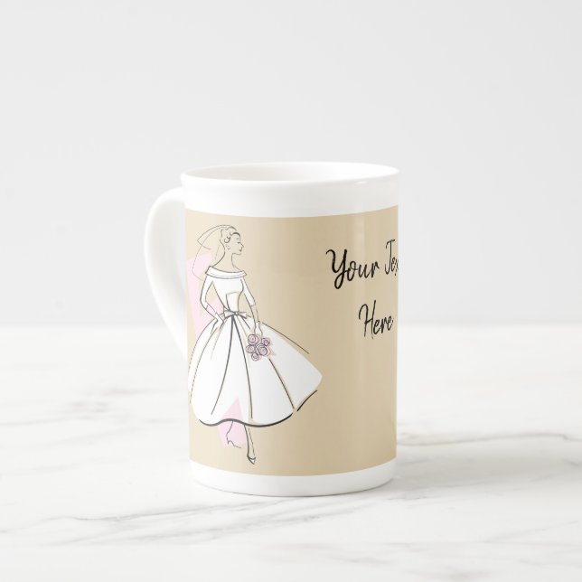 Moda Novia Neutral Textos tazas hueso china (Izquierda)