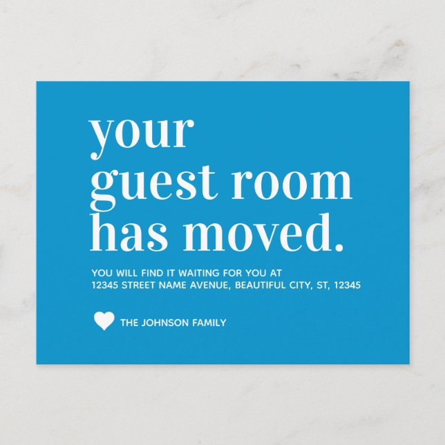 Moda Ocean Blue Guest Room Moving Invitación (Anverso)