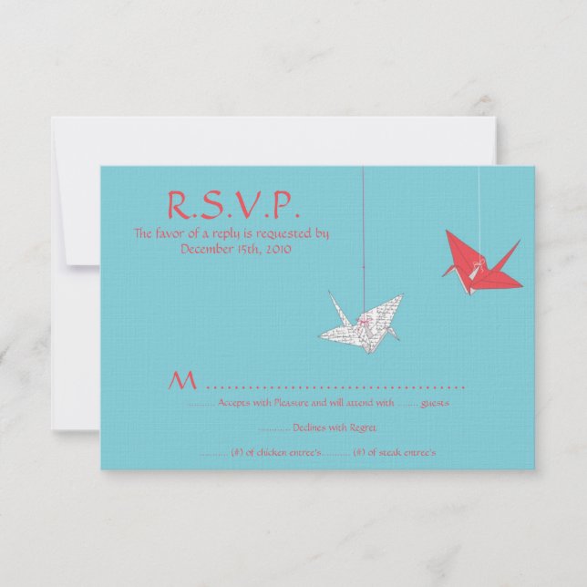 Moda Origami Aves Boda Tarjeta RSVP (Anverso)