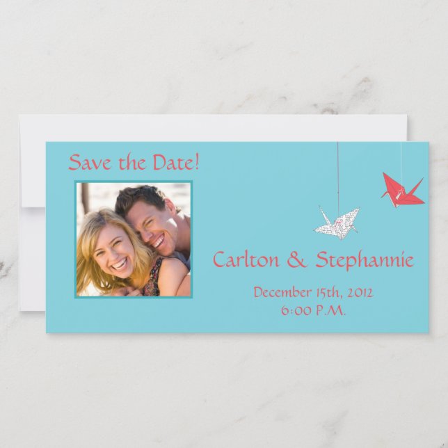 Moda Origami Birds Foto Boda Invitación (Anverso)