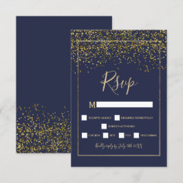 Moda oro confetti azul marino tipografía rsvp