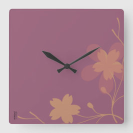 Moda Oro Morado Abstracto Floral Cuadrado reloj de