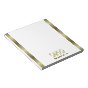 Moda Oro Y Bloc De Notas Geométrico Moderno Blanco