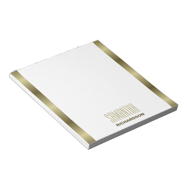 Moda Oro Y Bloc De Notas Geométrico Moderno Blanco (Lado Derecho)