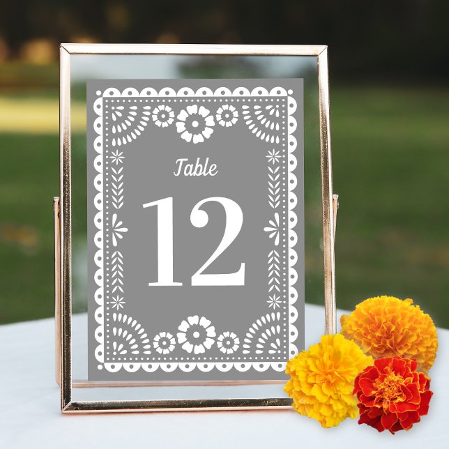 Moda Papel gris Picado Boda Número de mesa (Subido por el creador)