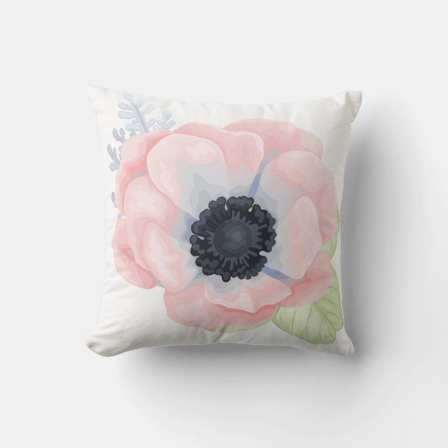Moda Pastel Cojín decorativo de amapola rosa (Anverso)