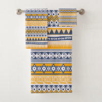 Moda Patrón tribal moderno Marina azafrán Azul