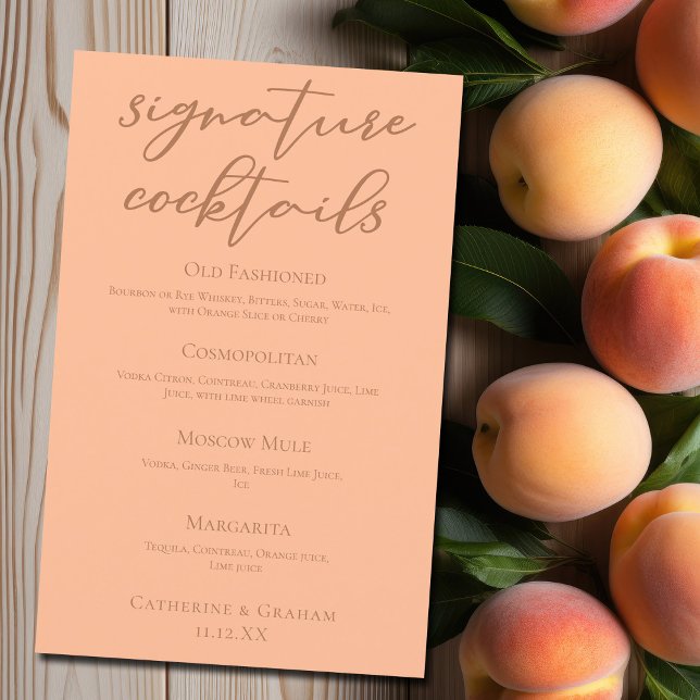 Moda Peach Boda de verano Menú de cócteles de firm (Subido por el creador)