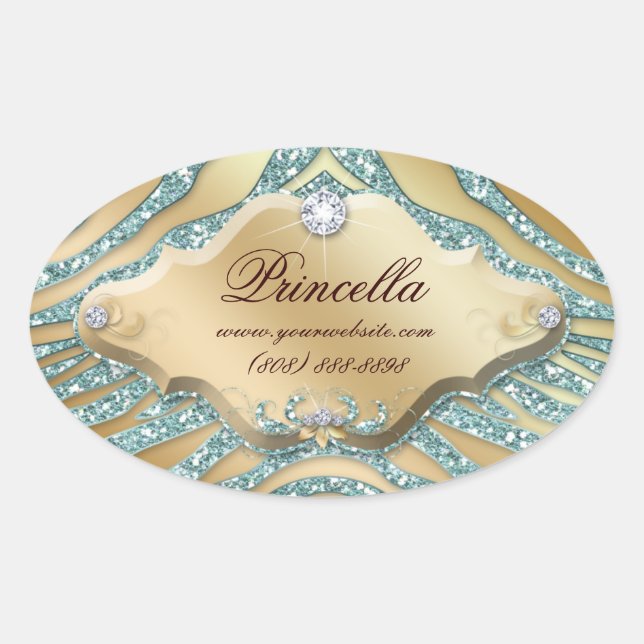 Moda Pegatina cebra Jewelry Sparkle Oro Verde azul (Anverso)