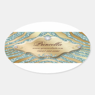 Moda Pegatina cebra Jewelry Sparkle Oro Verde azul