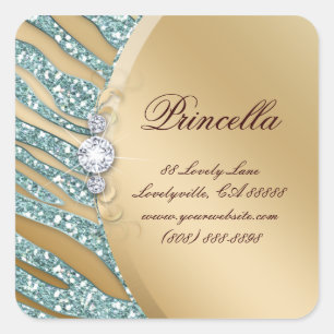 Moda Pegatina cebra Jewelry Sparkle Pink Gold SQ