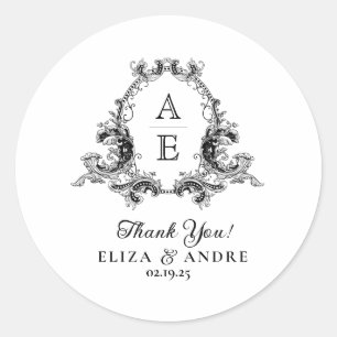 Moda Pegatina del Boda Monograma Personalizado bla